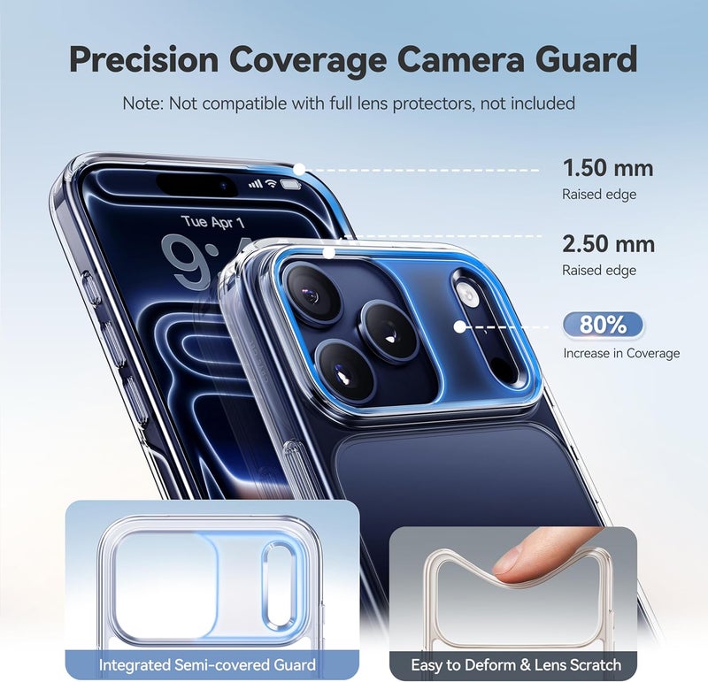 CASEKOO for iPhone 17 Pro Max Case Smooth Crystal Clear, Patented Anti-Yellow & Virgin TPU, 15FT Military-Grade Protection, Slim Transparent Women Men Funda para for iPhone 17 Pro Max Case 6.9", Clear - Image 3